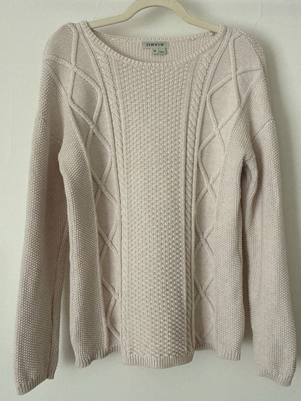 Orvis Women's Fisherman 100% Cotton Cream Cable Knit Sweater